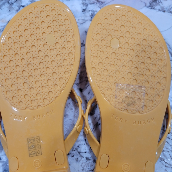 Tory Burch Ray studded jelly thong flip flop sandal size 8 sunburst yellow - Picture 5 of 7